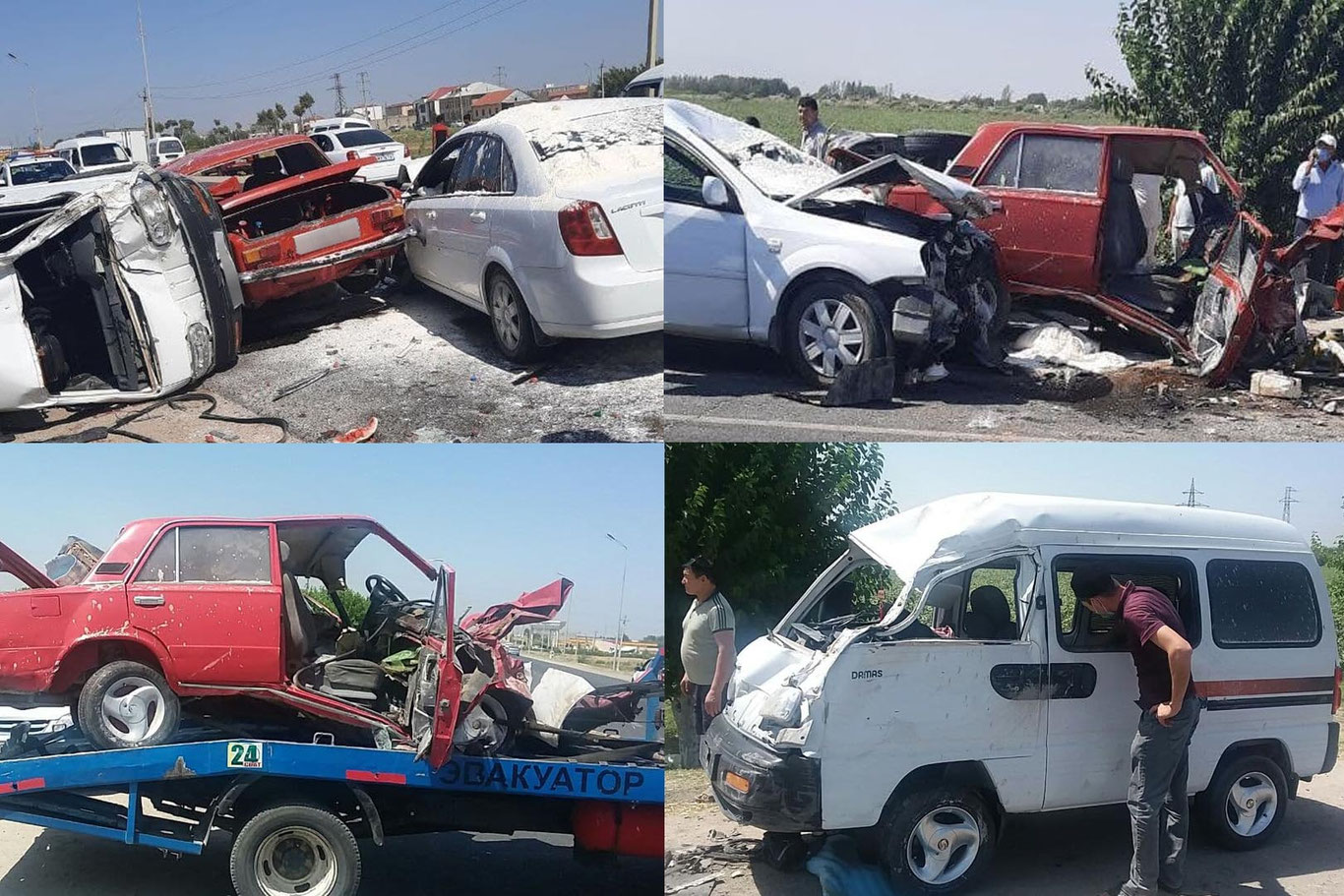 Samarqandda Lacetti qarama-qarshi yo‘lga chiqib ketishi ayanchli yakunlandi