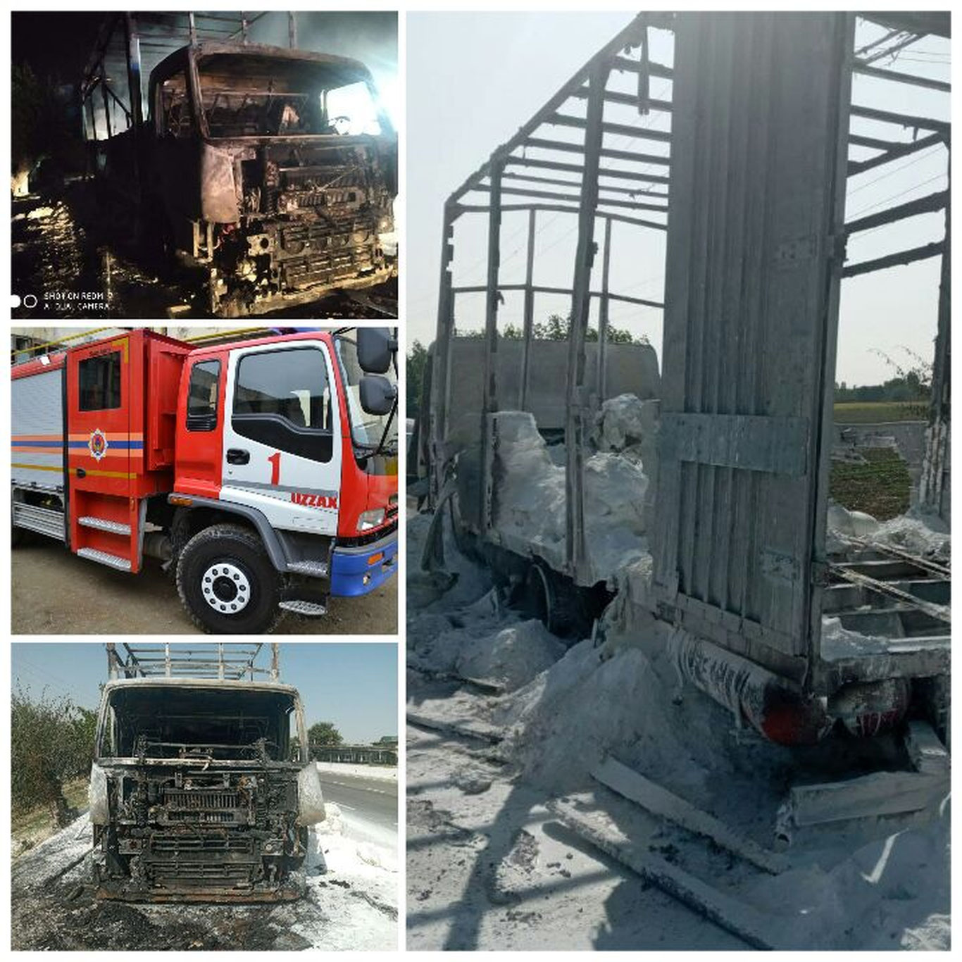 Жиззахда  юк машинаси ёниб кетди