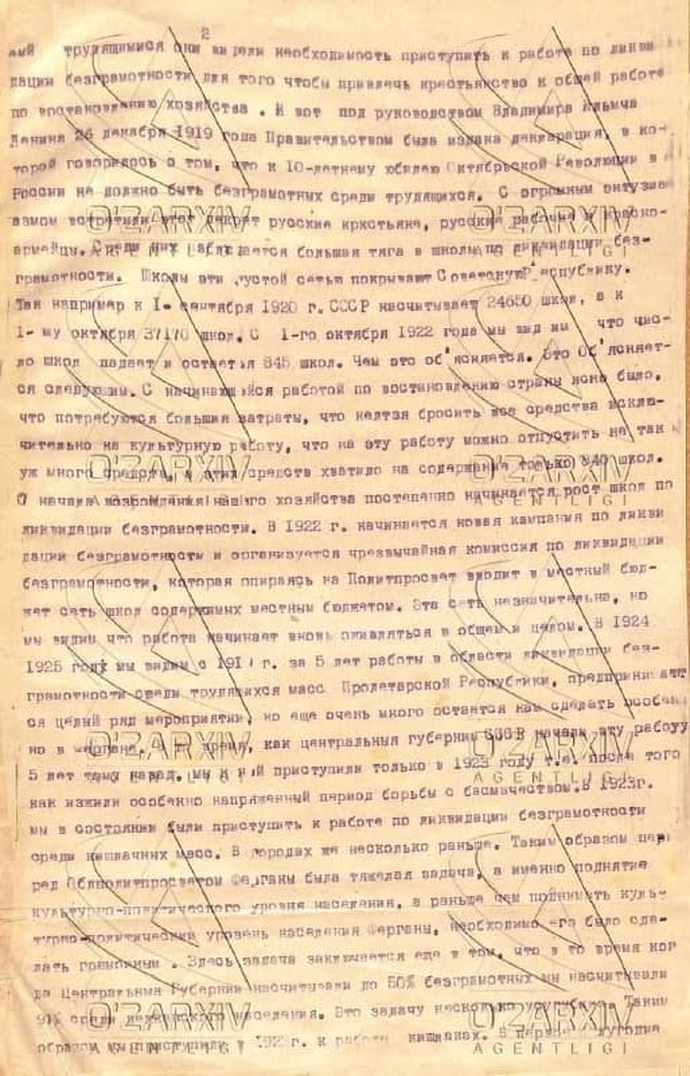 Фарғонадаги “Саводсизликни тугатиш жамияти” ишчи-деҳқонлар саводини чиқаришга хизмат қилган