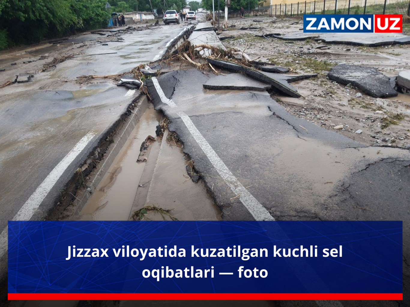 Жиззах вилоятида кузатилган кучли сел оқибатлари — фото