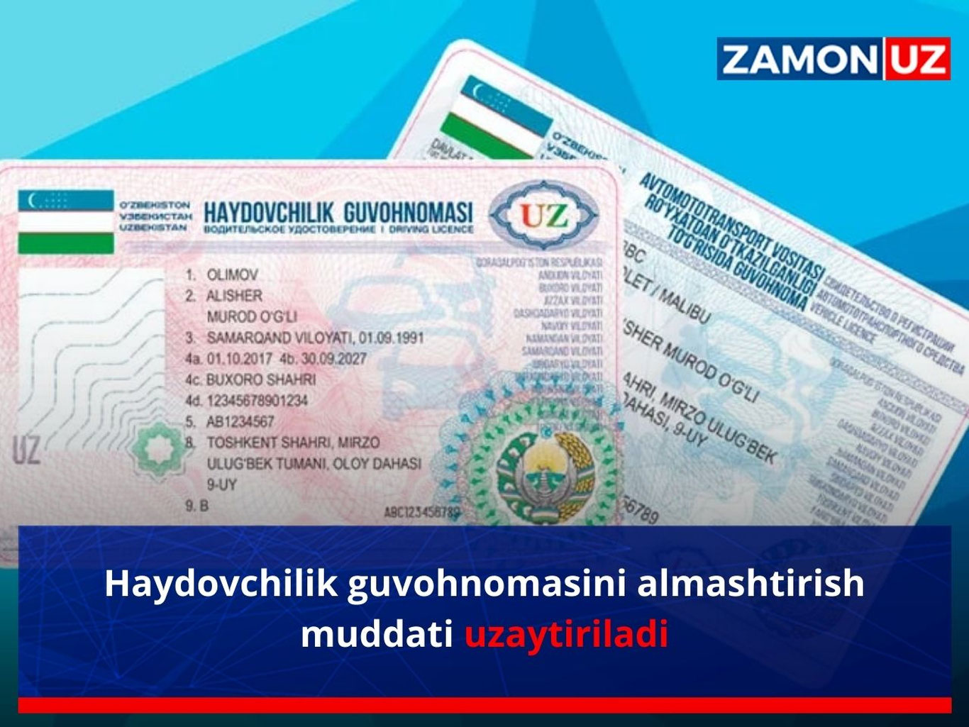 Haydovchilik guvohnomasini almashtirish muddati uzaytiriladi