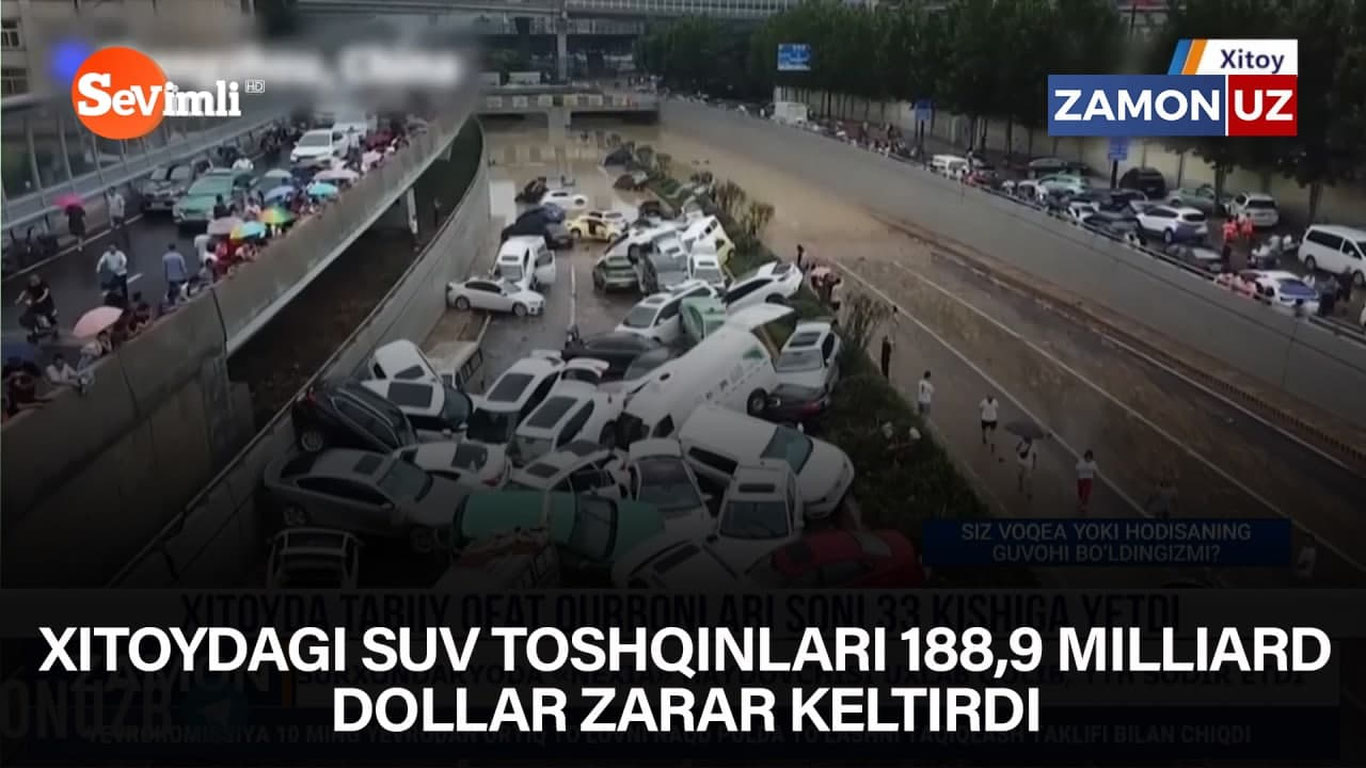 Xitoydagi suv toshqinlari 188,9 milliard dollar zarar keltirdi