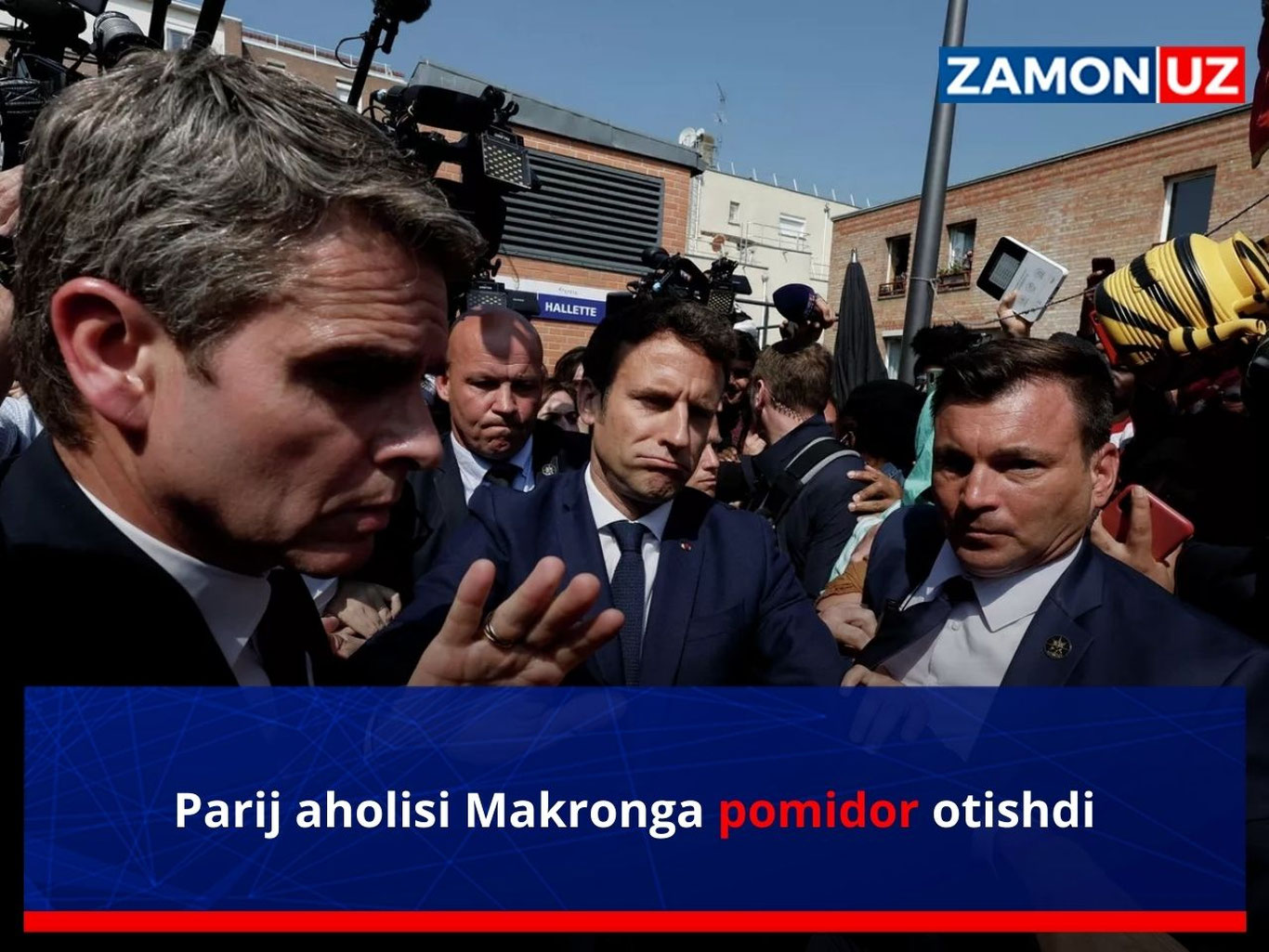 Parij aholisi Makronga pomidor otdi