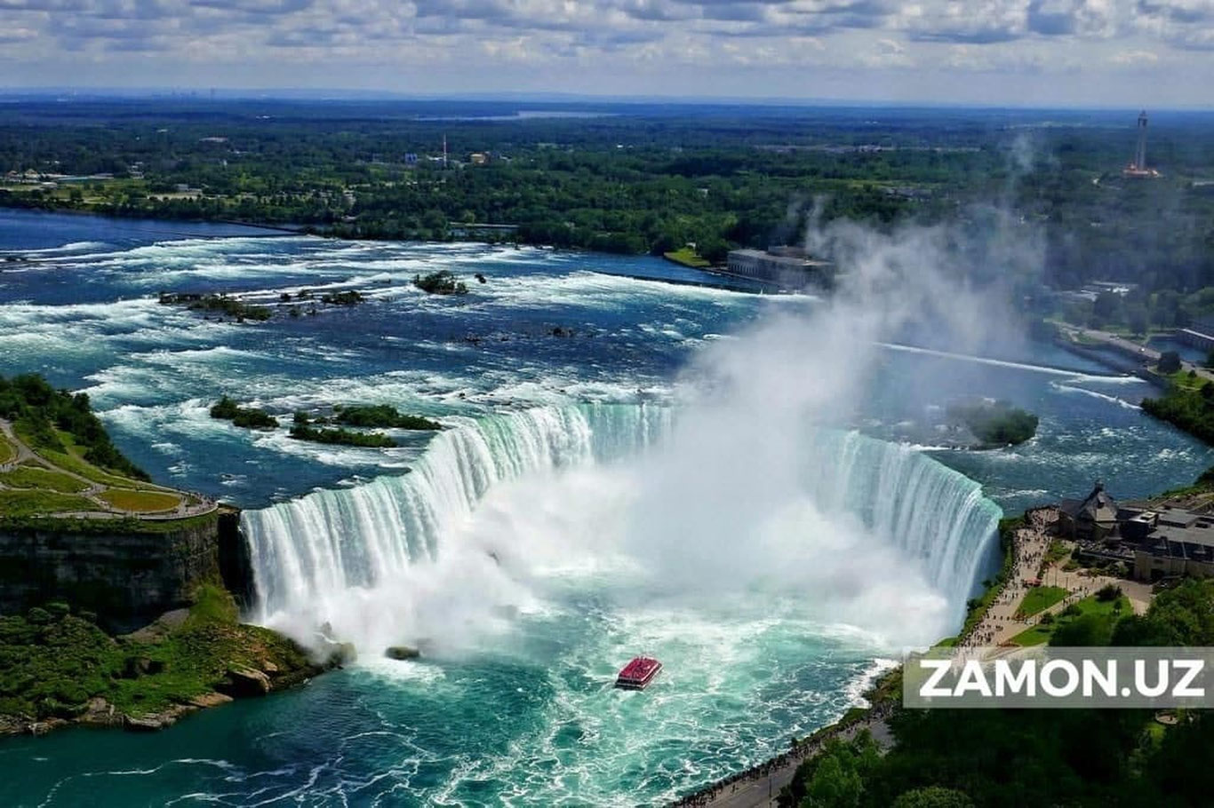 Niagara sharsharasi O‘zbekiston bayrog‘i ranglarida yoritiladi