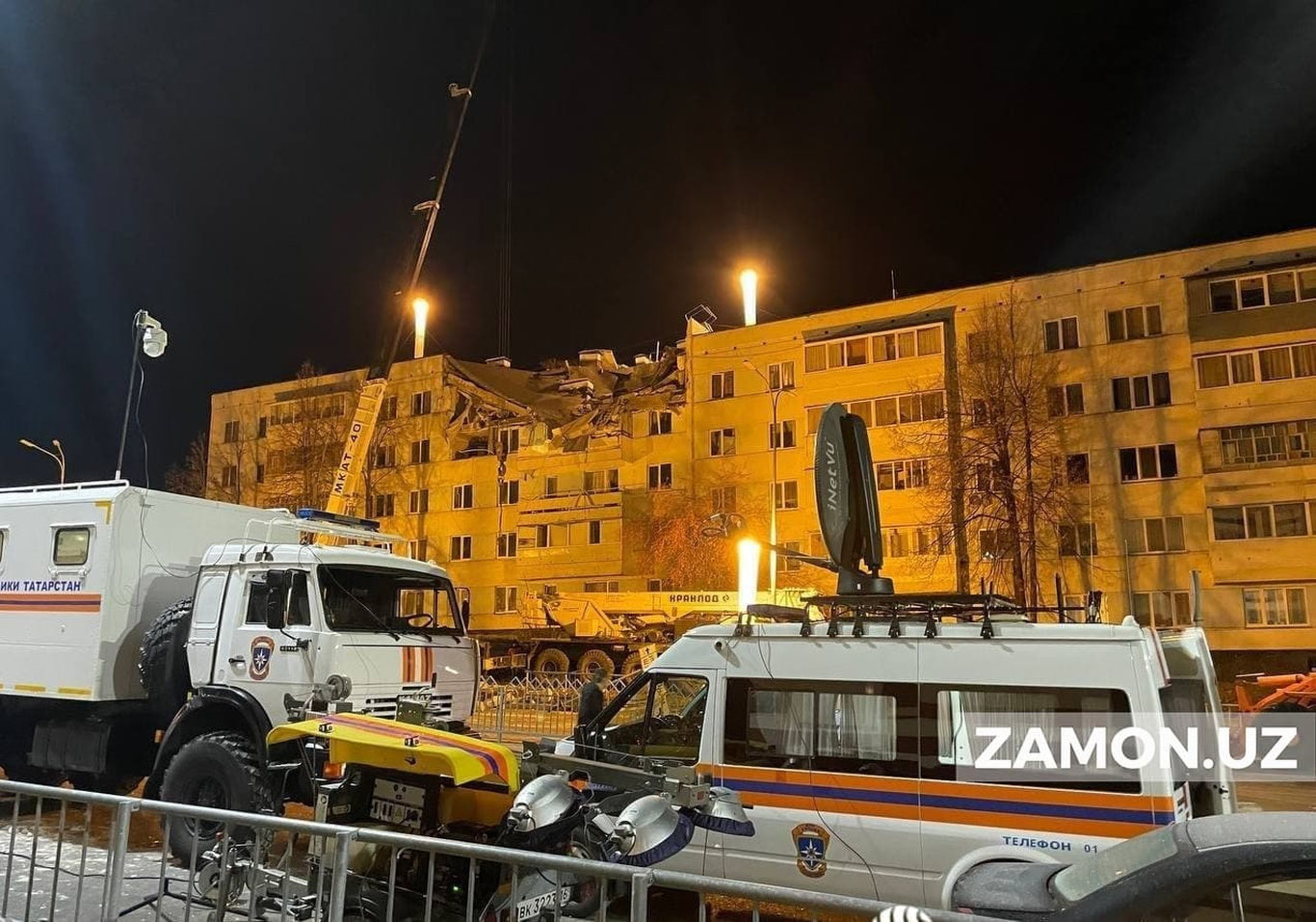 Naberejniye Chelnida ko‘p qavatli uyda gaz portlashi oqibatida uyning tepa qismi qulab tushdi