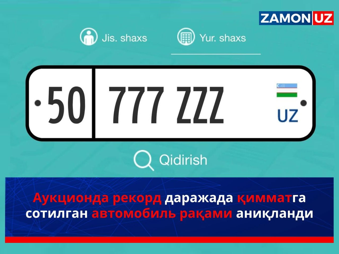 Аукционда рекорд даражада қимматга сотилган автомобиль рақами аниқланди