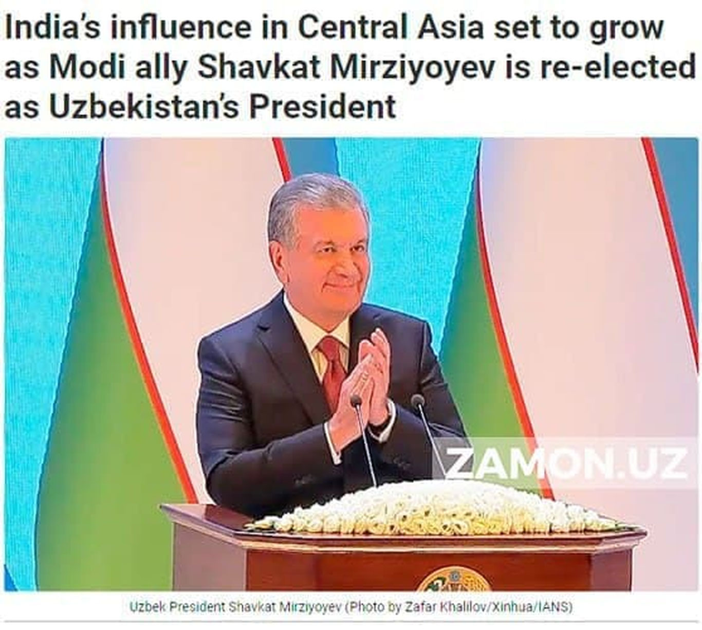 Shavkat Mirziyoyevning qayta saylanishi Hindiston-O‘zbekiston aloqalarining yana-da mustahkamlanishiga zamin yaratadi — “India Narrative”