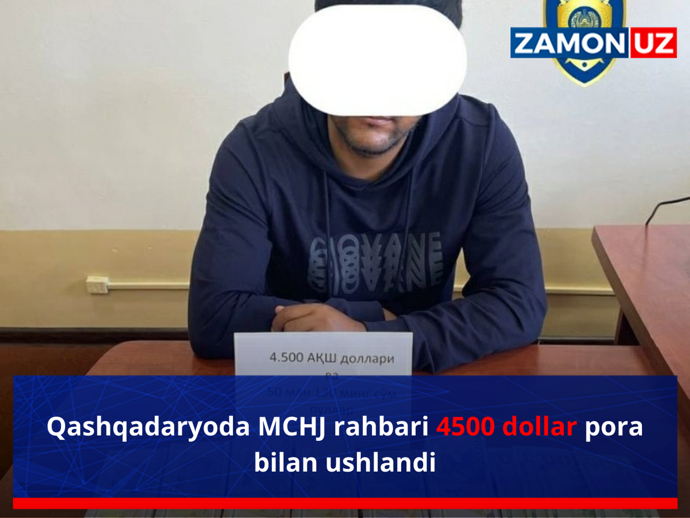 Қашқадарёда МЧЖ раҳбари 4500 доллар пора билан ушланди