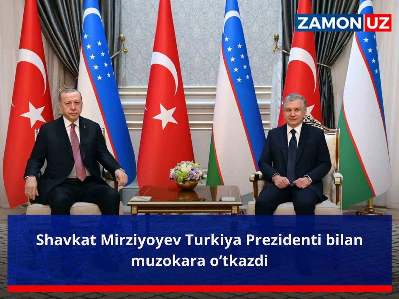 Shavkat Mirziyoyev Turkiya Prezidenti bilan muzokara o‘tkazdi