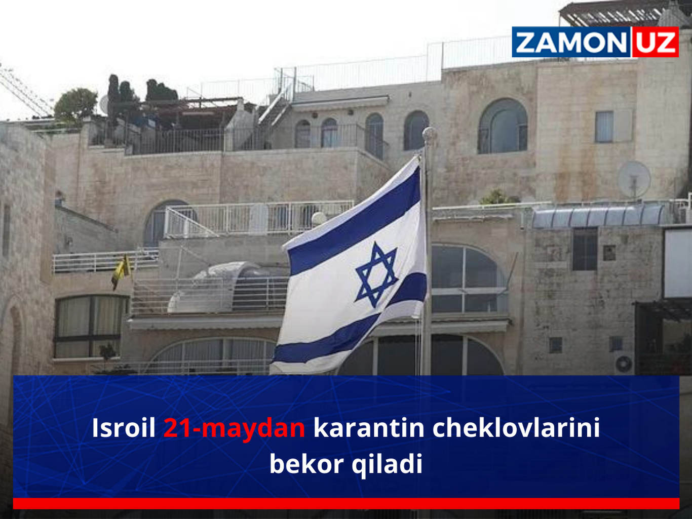 Isroil 21-maydan karantin cheklovlarini bekor qiladi