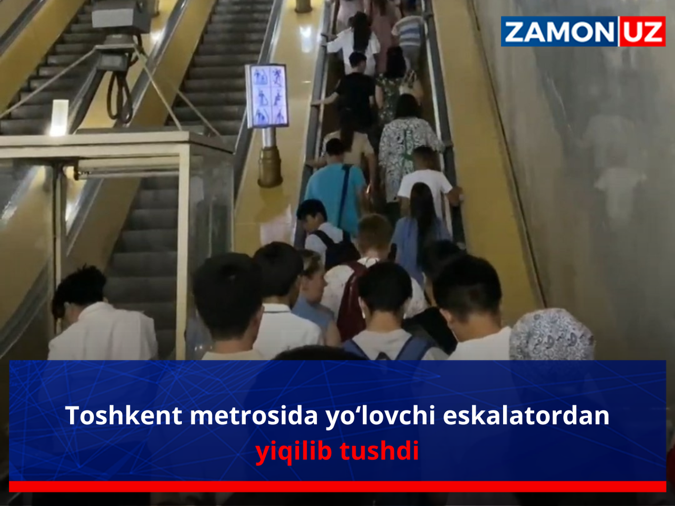 Toshkent metrosida yo‘lovchi eskalatordan yiqilib tushdi