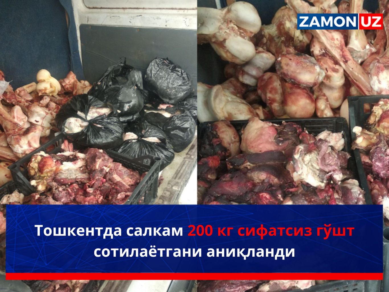 Тошкентда салкам 200 кг сифатсиз гўшт сотилаётгани аниқланди