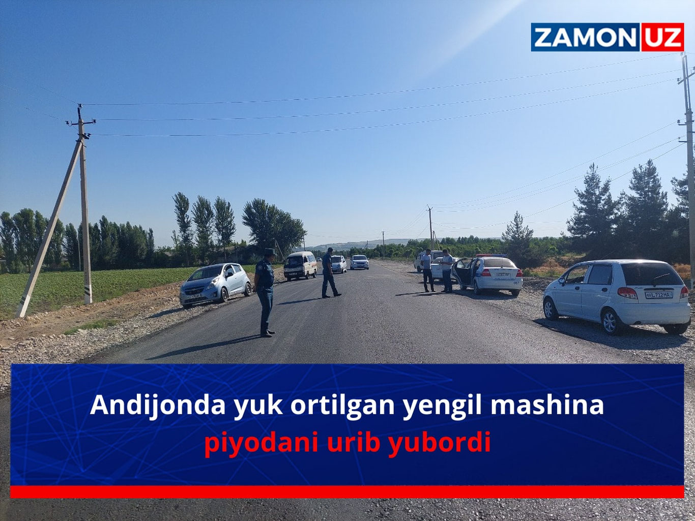 Andijonda yuk ortilgan yengil mashina piyodani urib yubordi