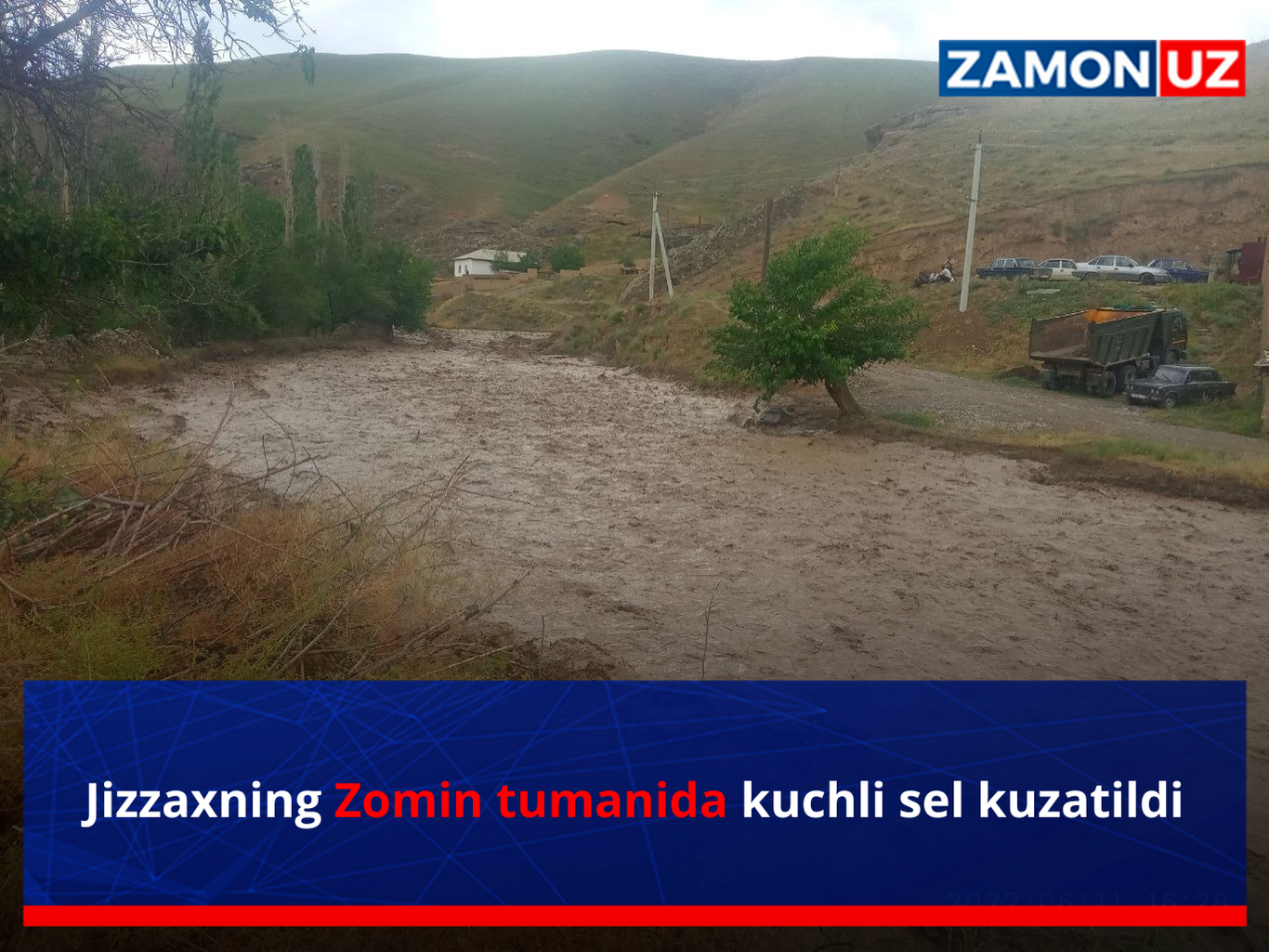 Жиззахнинг Зомин туманида кучли сел кузатилди