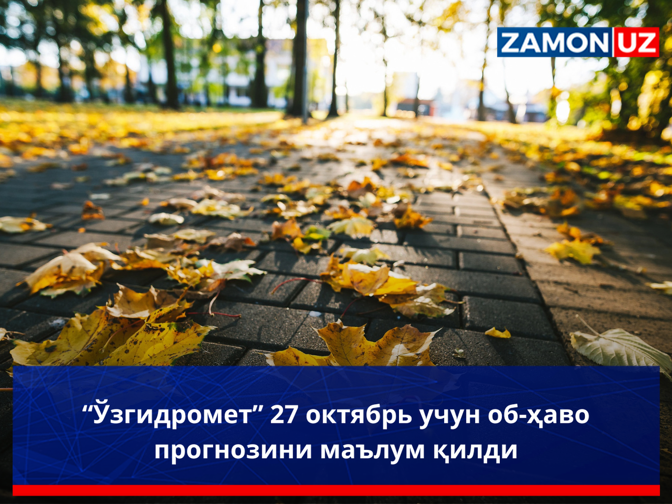 “O‘zgidromet” 27-oktyabr uchun ob-havo prognozini ma’lum qildi