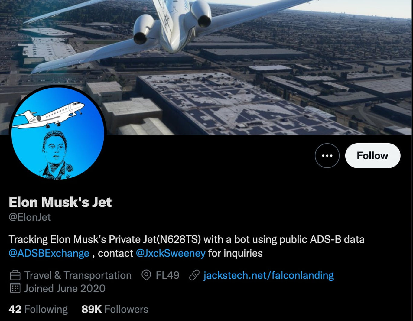 Маск ўз самолётини кузатиб борадиган Twitter аккаунтини блоклаб қўйди