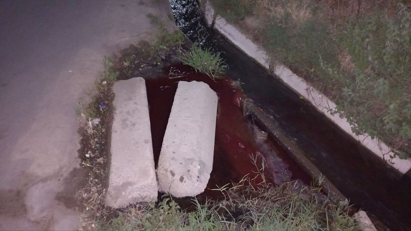 Намангандаги ариқда қонли сув оқмоқда