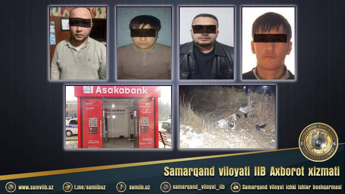 Samarqandda bir guruh shaxslar bankomatni o‘g‘irladi