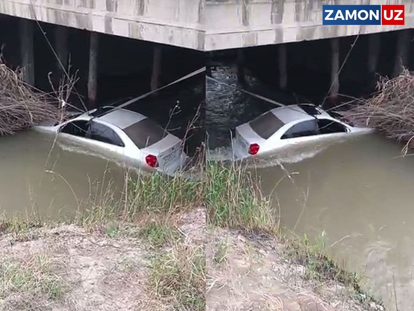Perevalda “Lacetti” xandaqqa tushib ketdi — video
