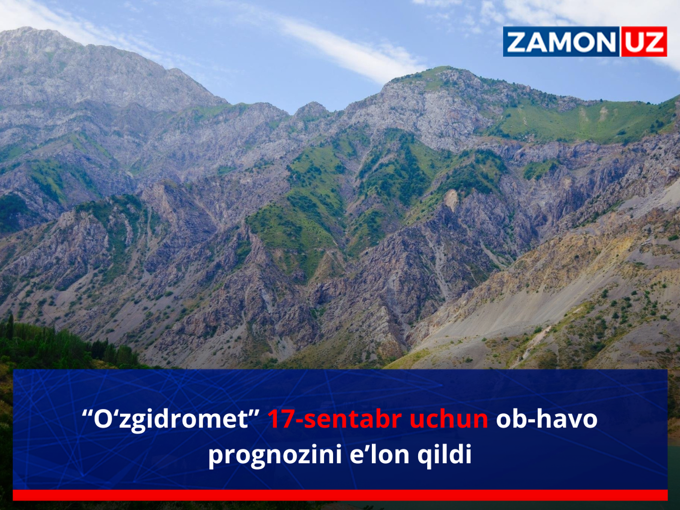 “Ўзгидромет” 17 сентябрь учун об-ҳаво прогнозини эълон қилди