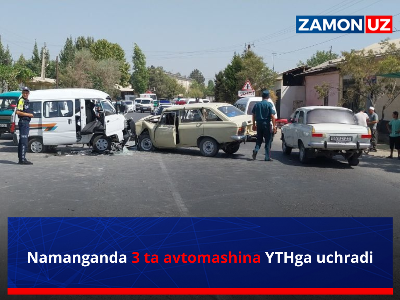 Наманганда 3 та автомашина ЙТҲга учради