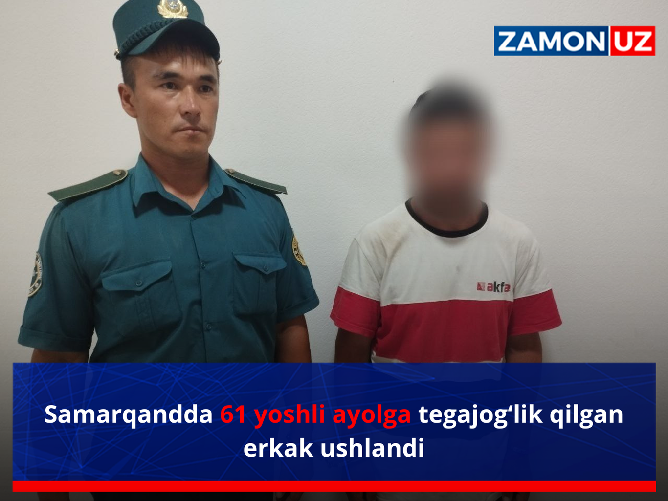 Samarqandda 61 yoshli ayolga tegajog‘lik qilgan erkak ushlandi