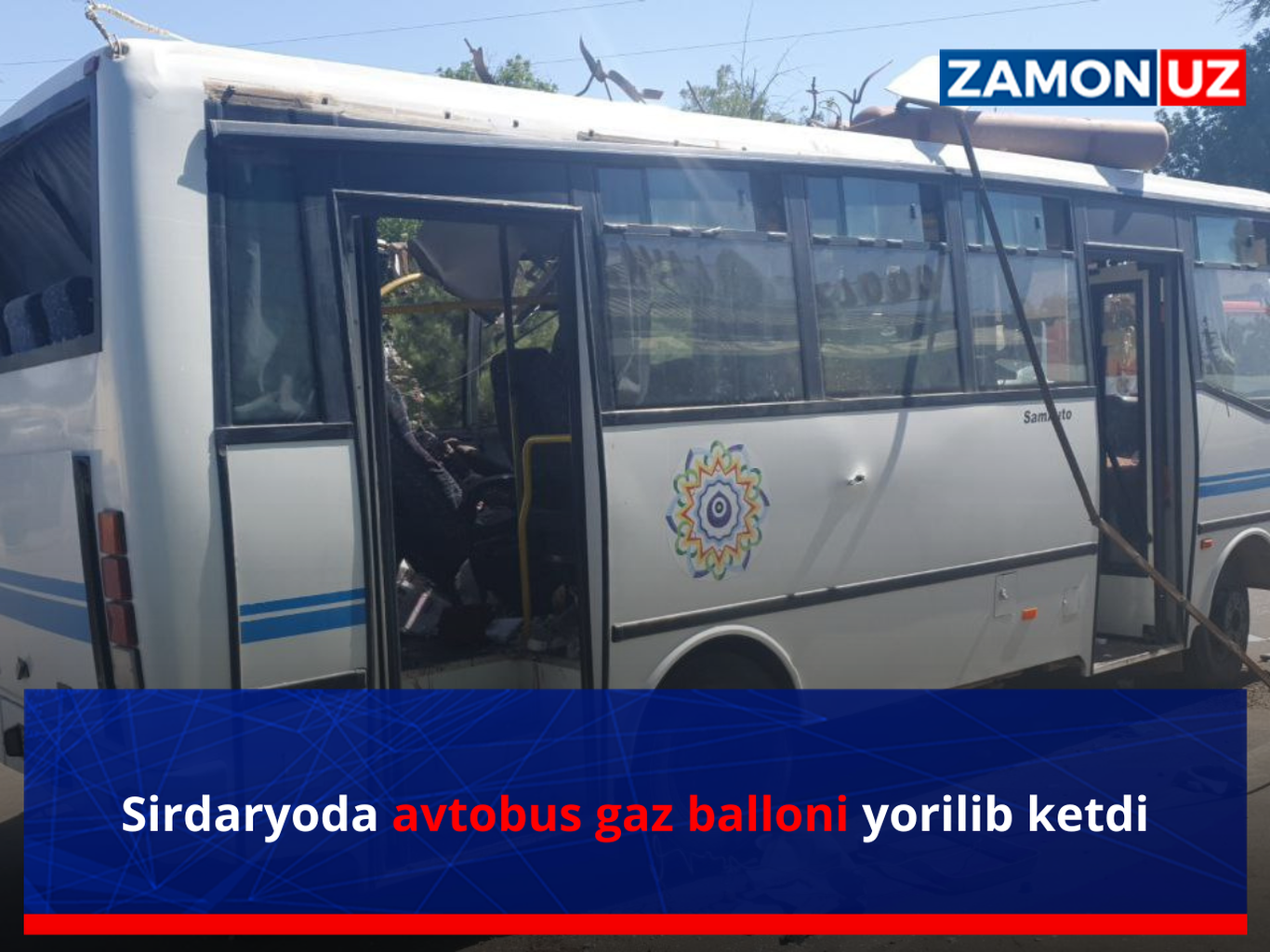 Sirdaryoda avtobus gaz balloni portlab ketdi