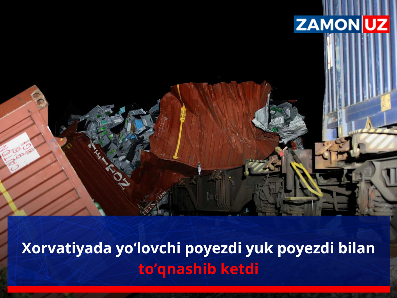 Xorvatiyada yo‘lovchi poyezdi yuk poyezdi bilan to‘qnashdi