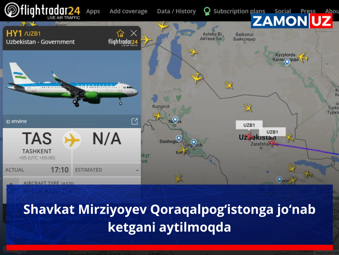 Шавкат Мирзиёев Қорақалпоғистонга жўнаб кетгани айтилмоқда