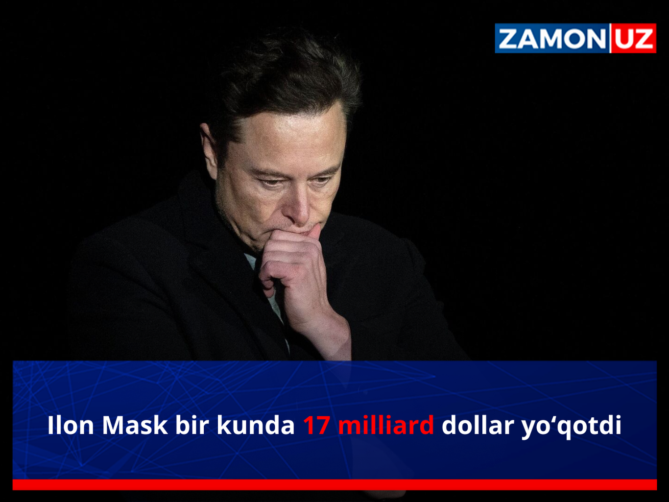 Ilon Mask bir kunda 17 milliard dollar yo‘qotdi