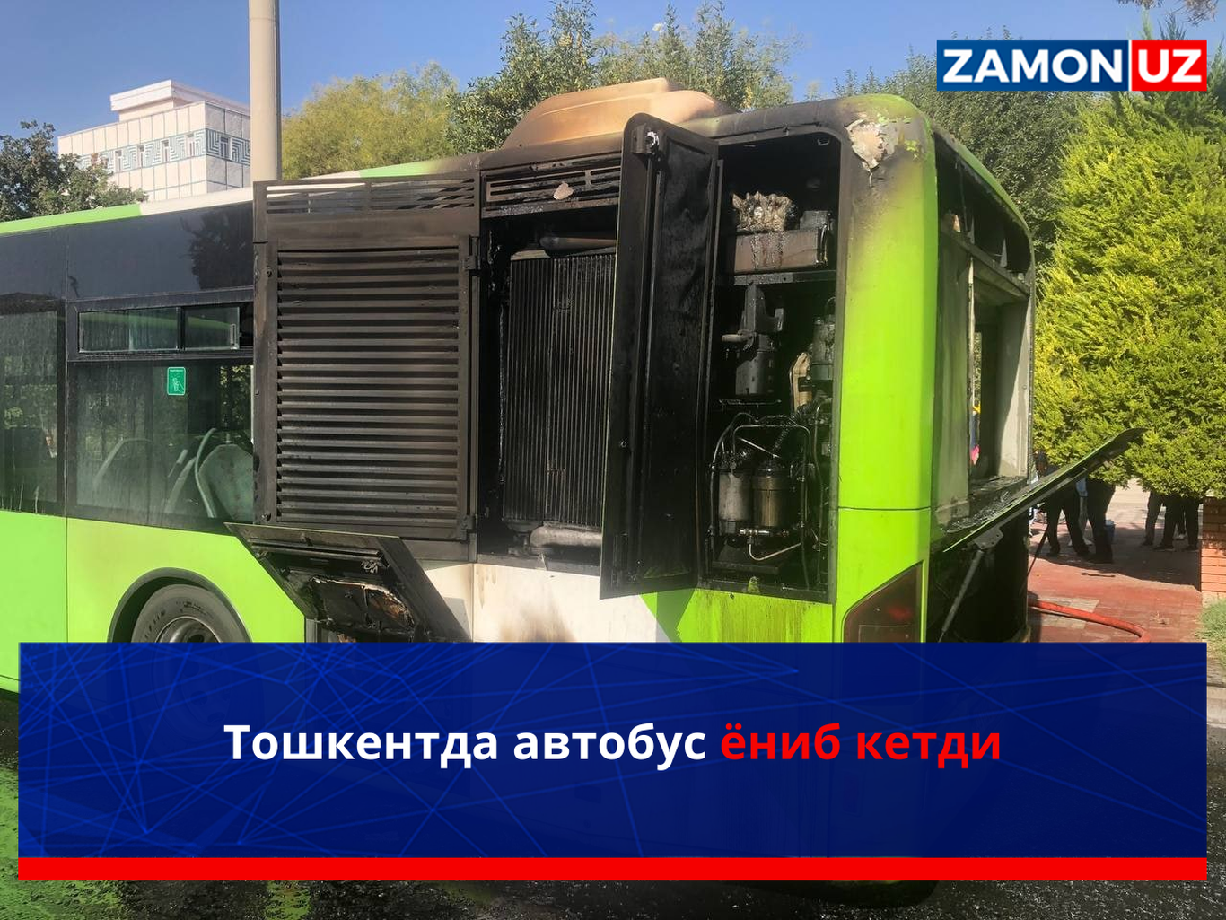 Toshkentda avtobus yonib ketdi