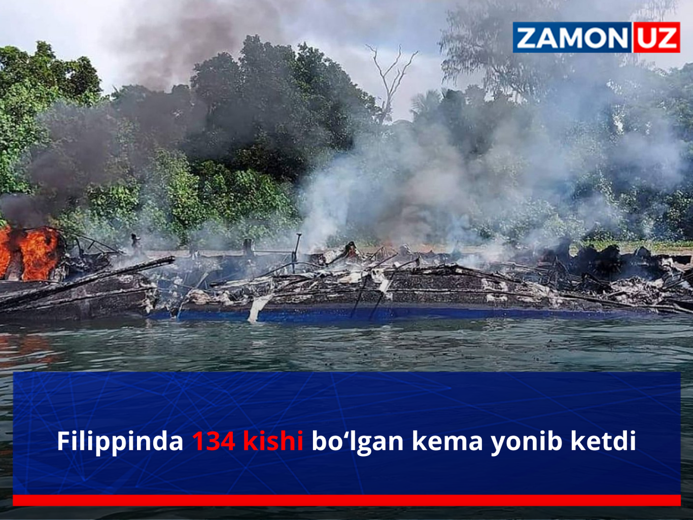 Filippinda 134 kishi bo‘lgan kema yonib ketdi