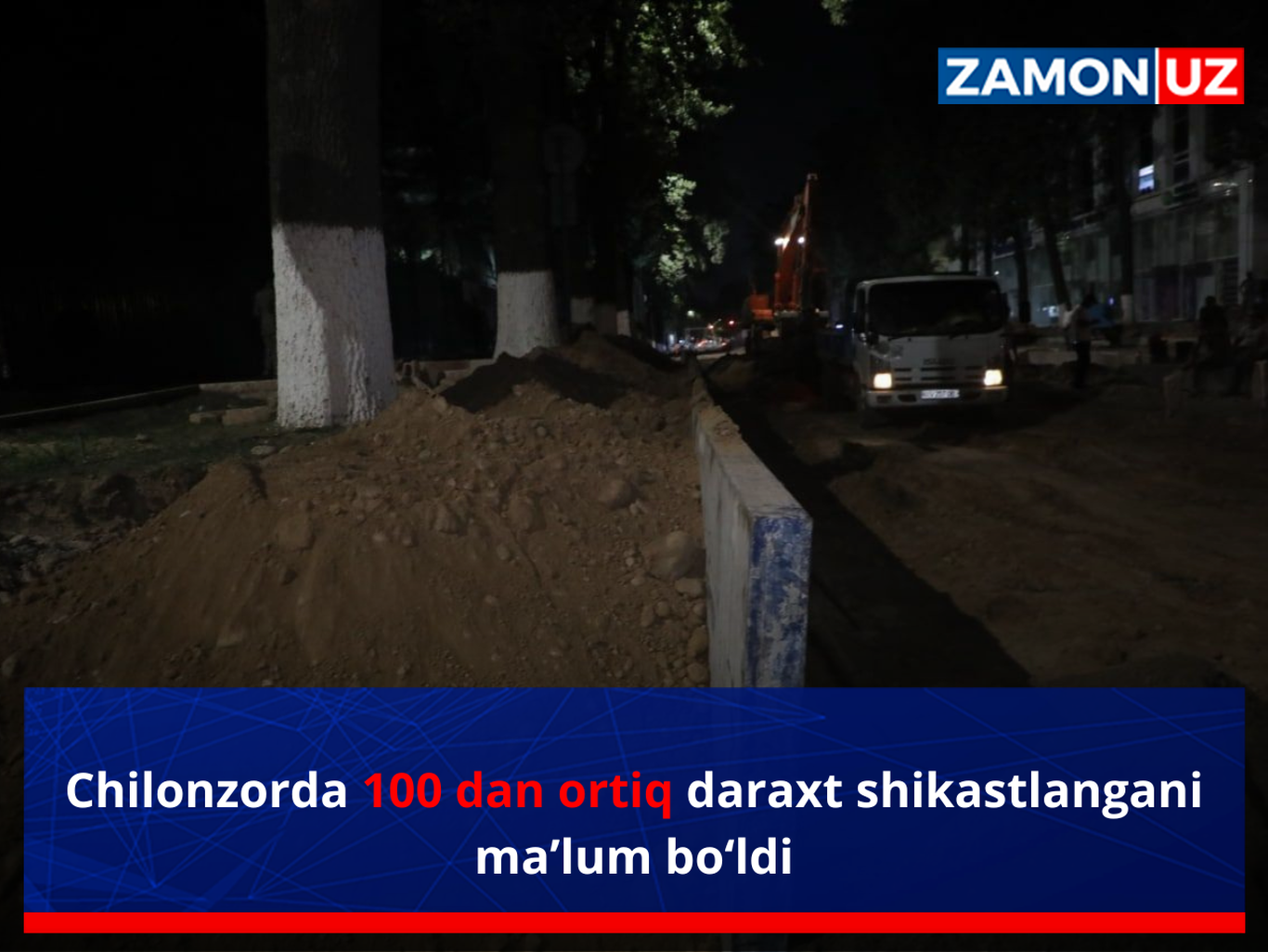 Chilonzorda 100 dan ortiq daraxt shikastlangani ma’lum bo‘ldi