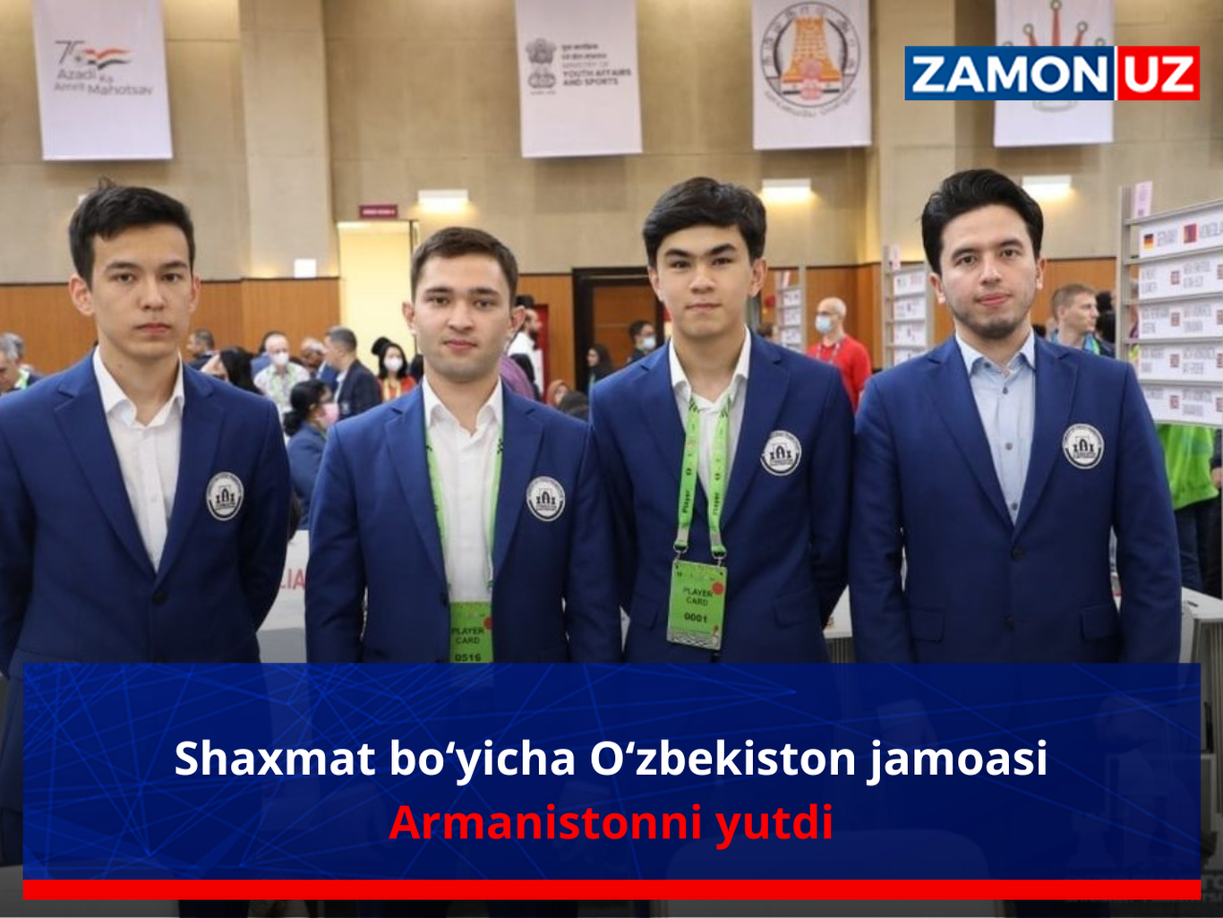 Shaxmat bo‘yicha O‘zbekiston jamoasi Armanistonni yutdi
