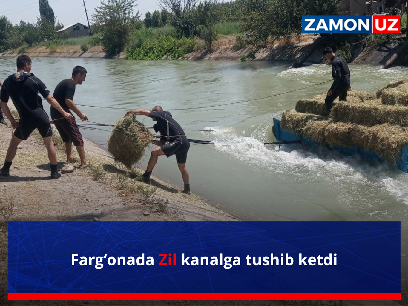 Фарғонада Зил каналга тушиб кетди