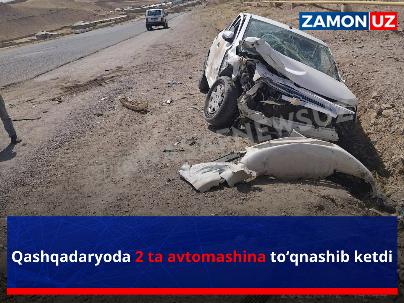 Qashqadaryoda 2 ta avtomashina to‘qnashib ketdi