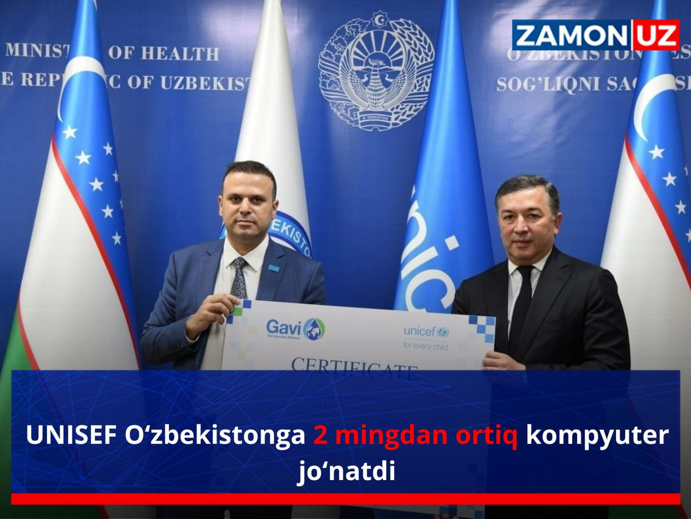UNIСEF O‘zbekistonga 2 mingdan ortiq kompyuter yubordi