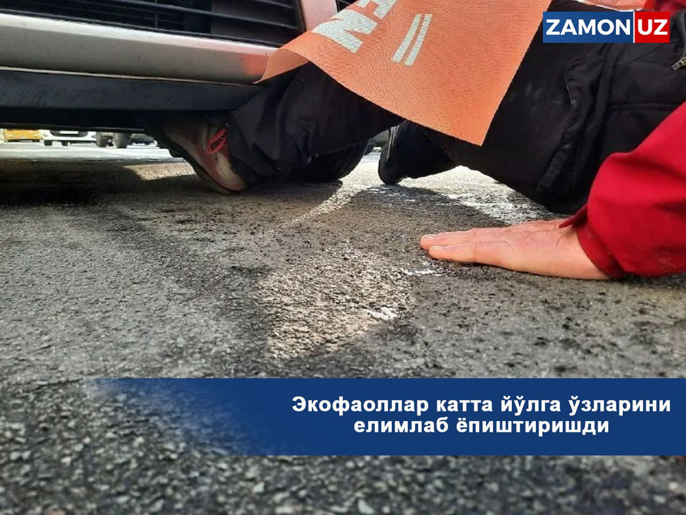 Экофаоллар катта йўлга ўзларини елимлаб ёпиштиришди