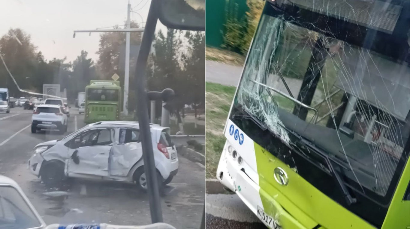 Toshkentda Spark va avtobus to‘qnashdi