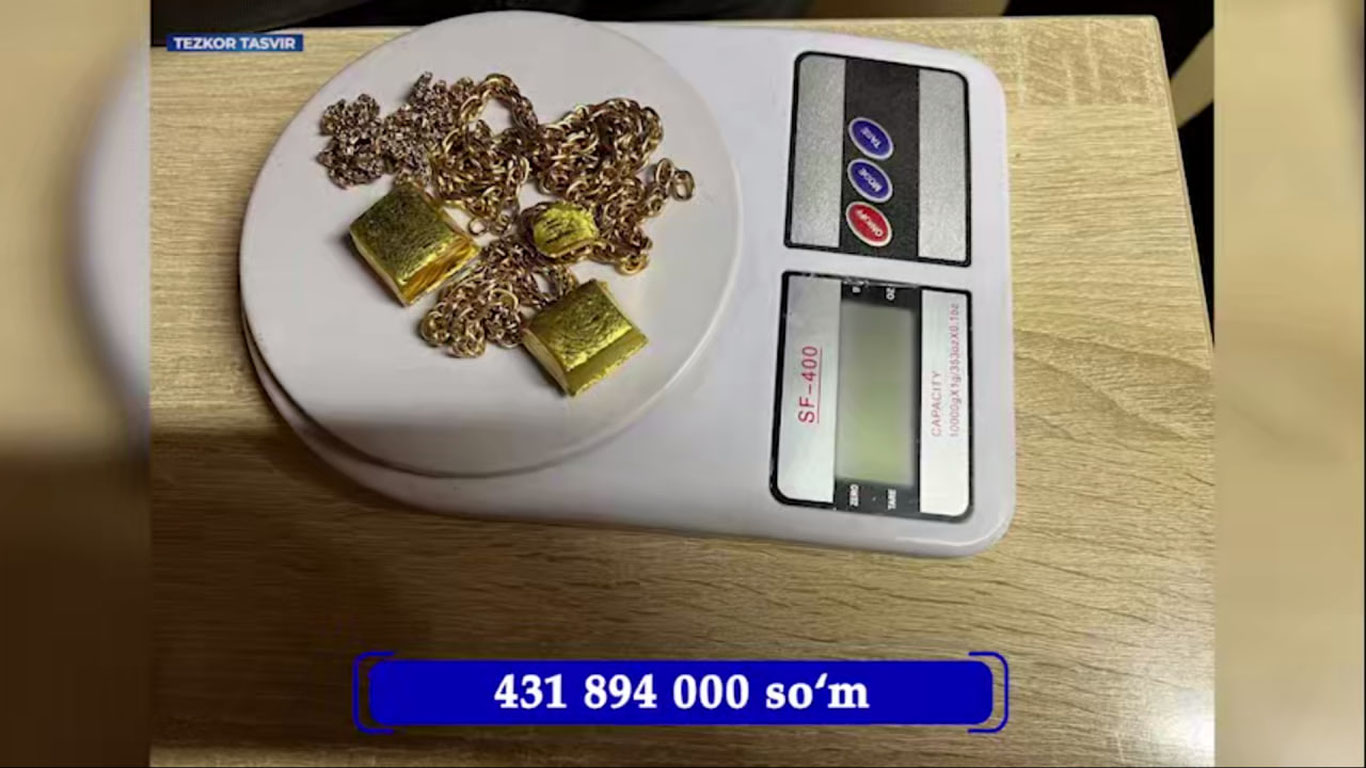 Andijonda salkam 1,5 kg oltin chegarada ushlab qolindi