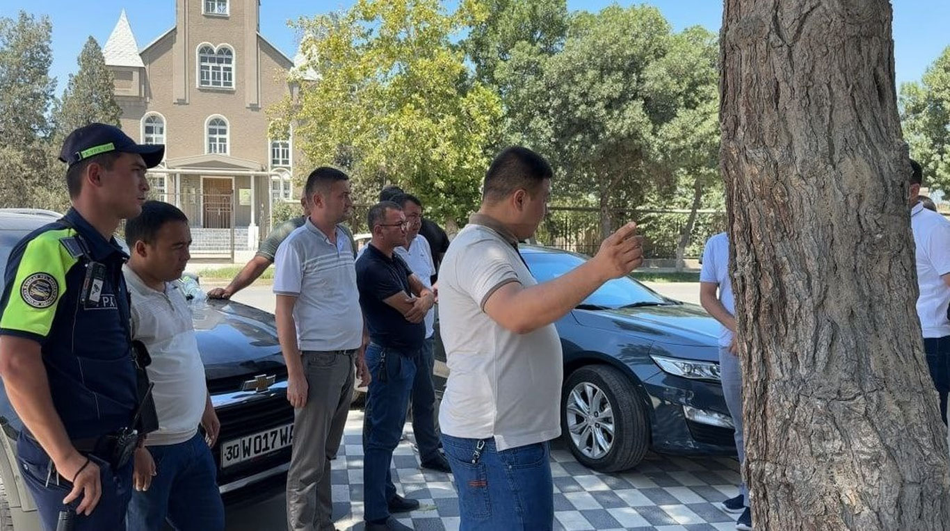 Samarqanddagi qurilish maydonida qimmatbaho daraxtlar kesib tashlandi