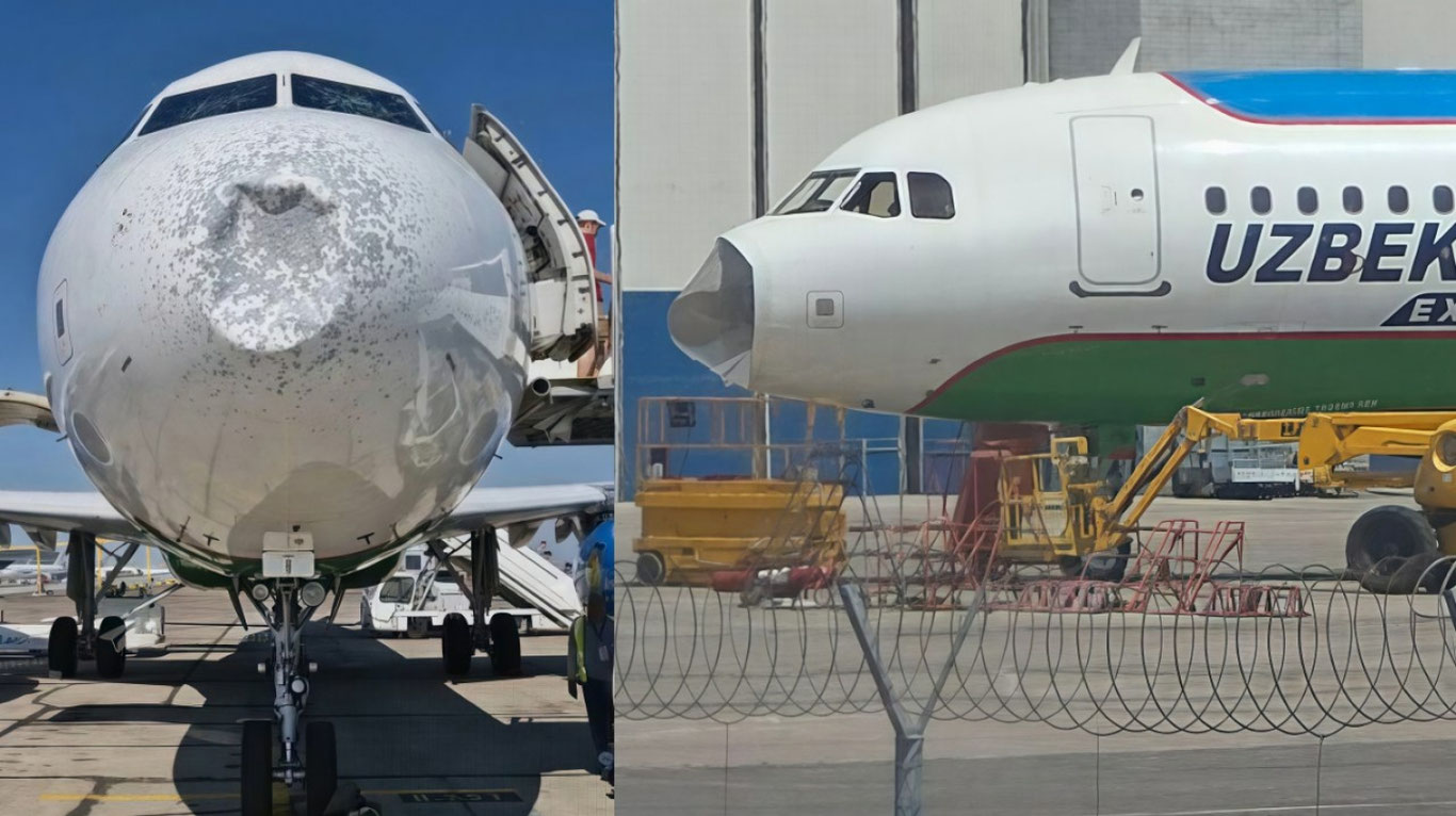 “Uzbekistan Airways” самолёти дўлда шикастланди