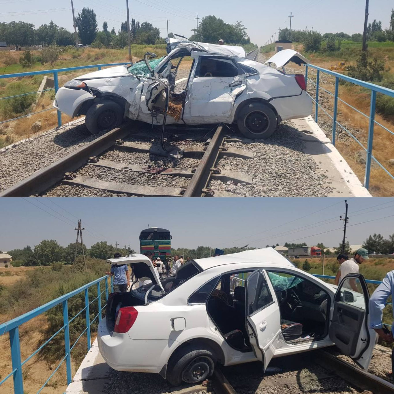 Сурхондарёда поезд Lacetti'ни уриб юборди