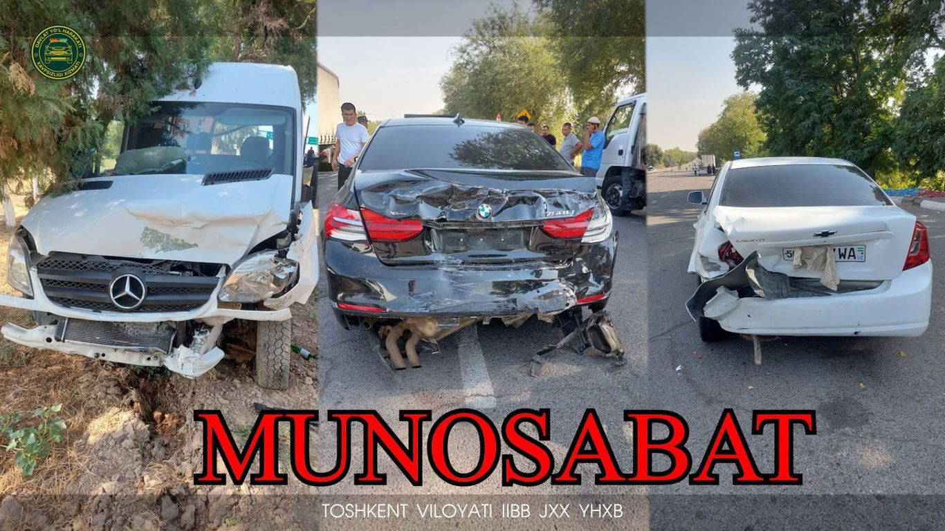 Оҳангаронда 3 та машина аварияга учради