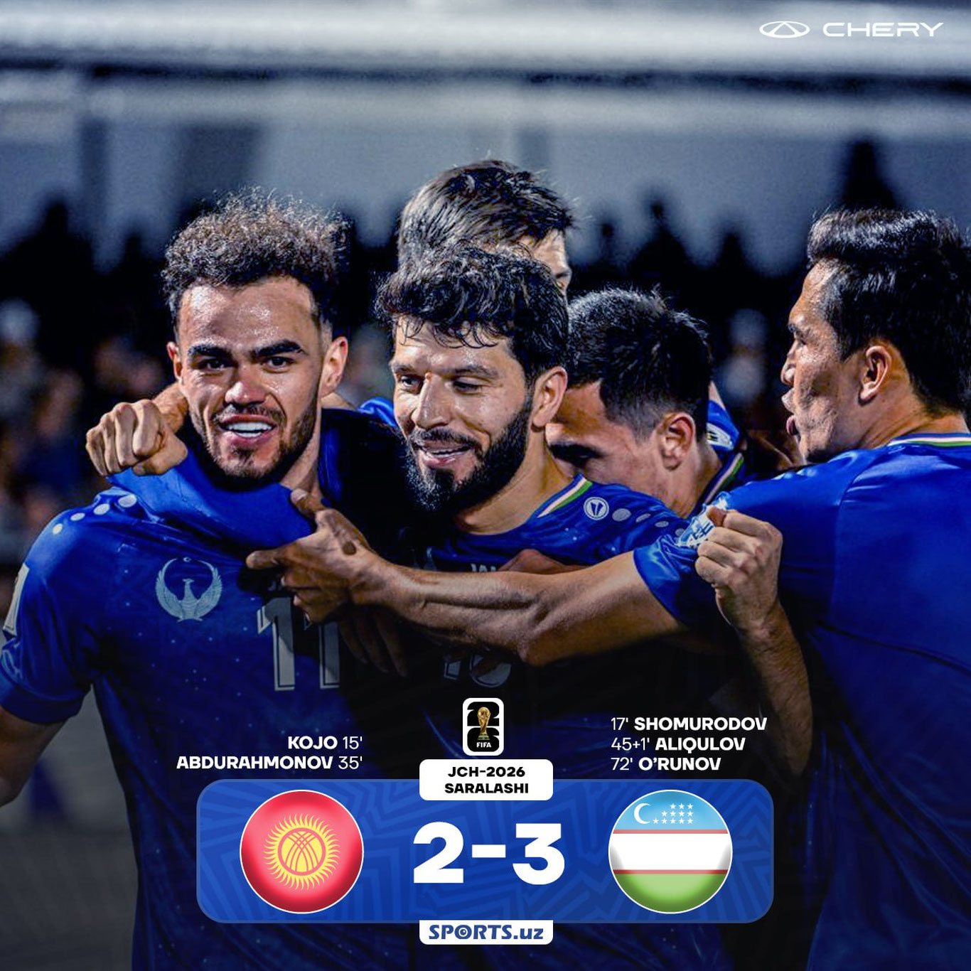 ЖЧ-2026 саралаши: Ўзбекистон Қирғизистонни мағлубиятга учратди