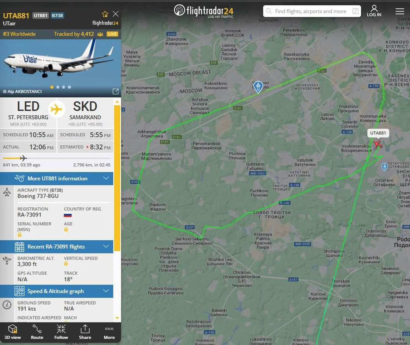 Россиядан Самарқандга учаётган самолёт фавқулодда қўнди