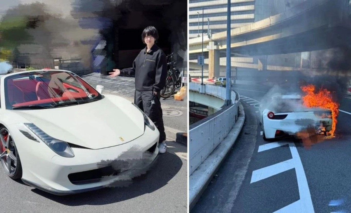 Японияда Ferrari 458 Spider биринчи ҳайдашда ёниб кетди