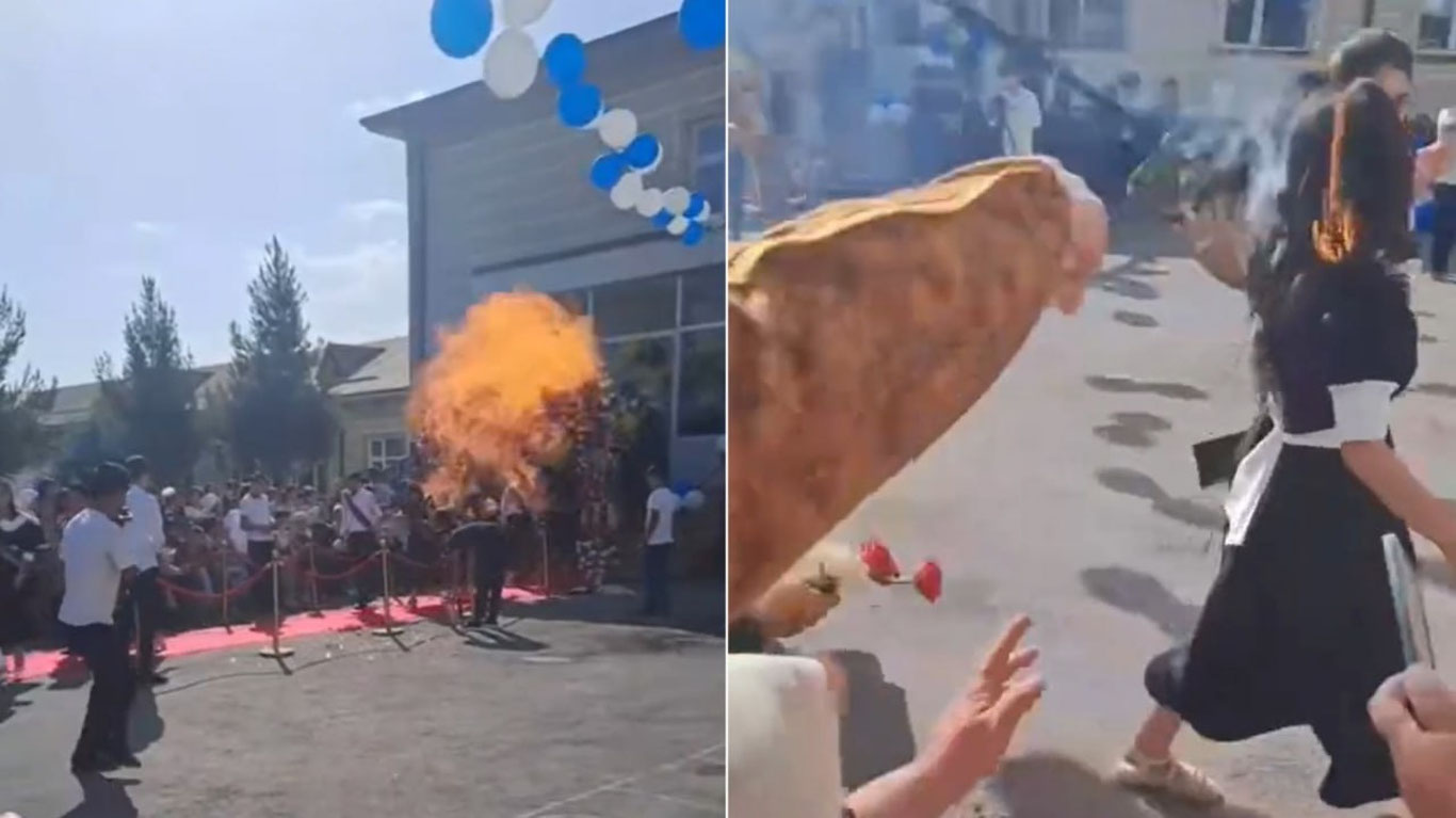 Namangandagi “So‘nggi qo‘ng‘iroq”da qizning sochi yonib ketdi