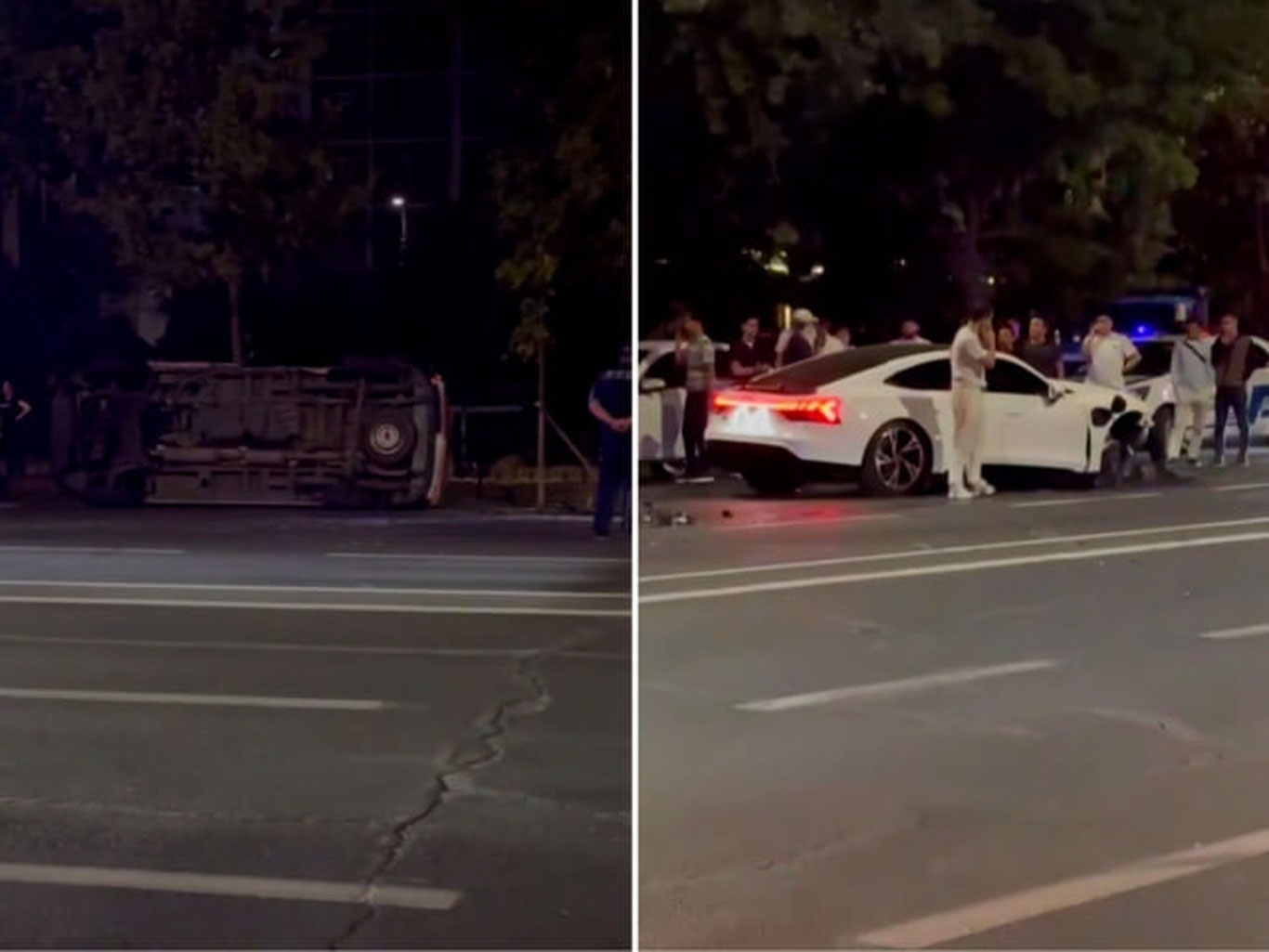 Toshkentda Audi bilan to‘qnashgan Tez yordam mashinasi ag‘darilib ketdi