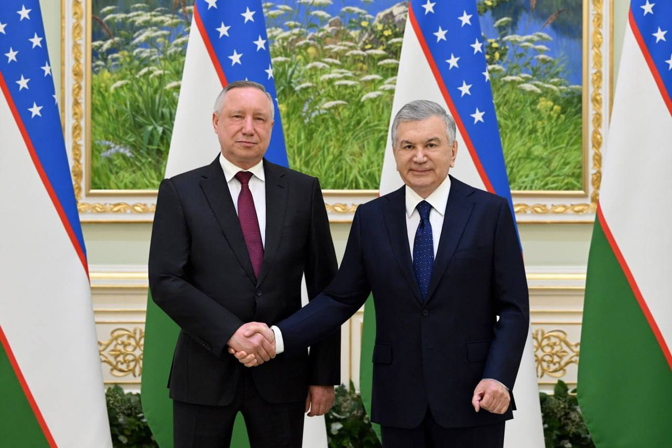 Shavkat Mirziyoyev Sankt-Peterburg gubernatori Aleksandr Beglovni qabul qildi